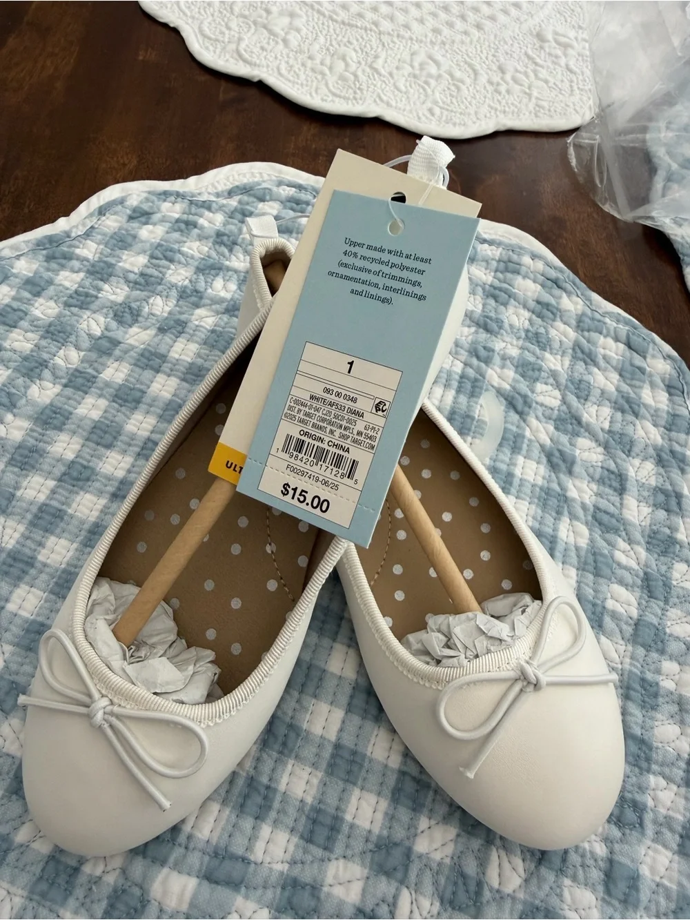 Cat & Jack White Girls' Bow Ballet Flats